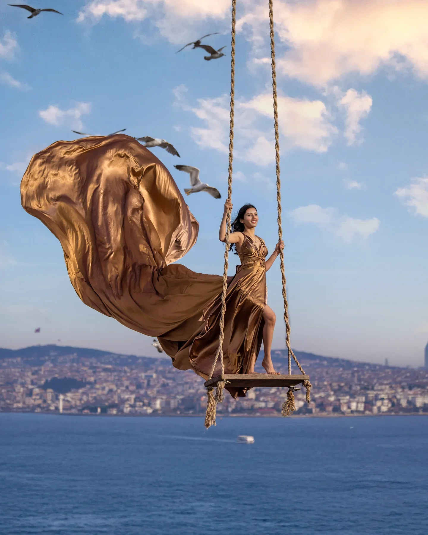 Sesja zdjęciowa Flying Dress na Rooftop Galata z wypożyczeniem sukni - Image 2