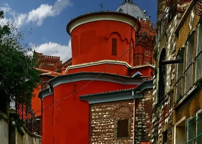 The red-brick Fener Greek School towering over the quarter's rooftops
