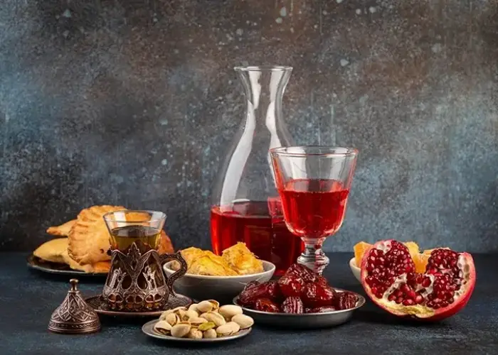 Ottoman sherbets with bright colors and traditional presentation