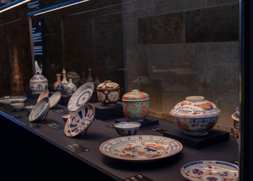 Chinese and Japanese porcelain displayed in the Imperial Kitchens at Topkapi Palace.
