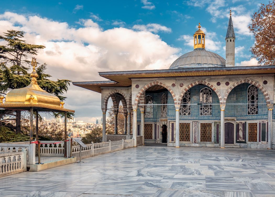 Terraced gardens and panoramic views from the Fourth Courtyard
