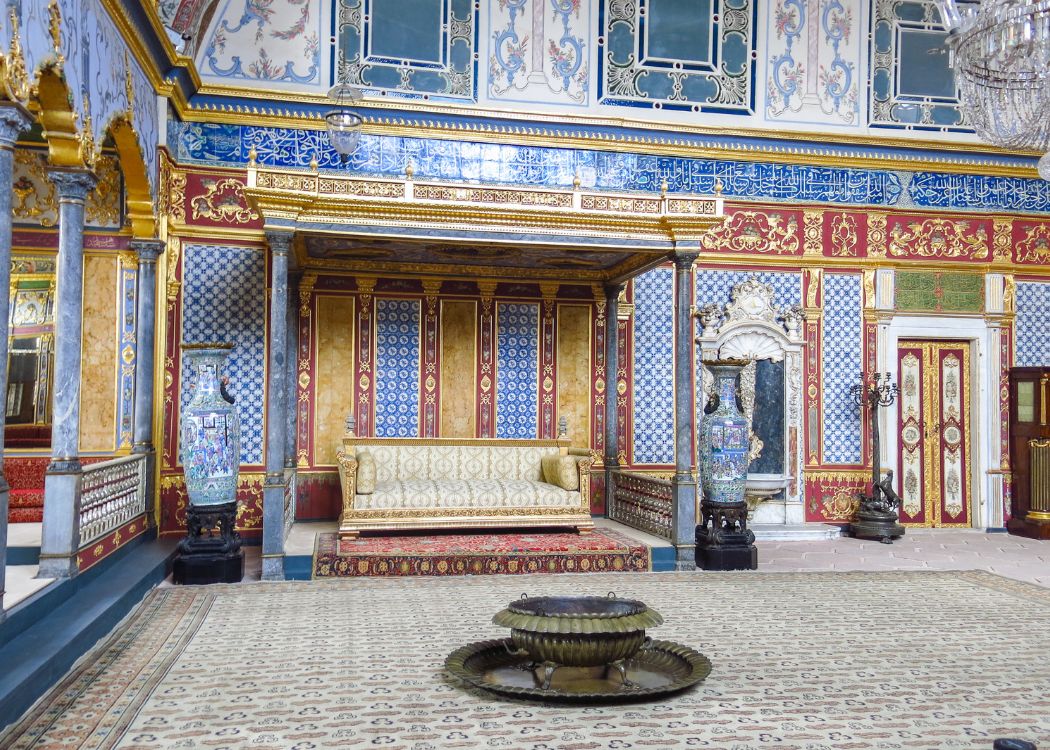 Ornate Iznik-tiled corridors of the Topkapi Palace Harem